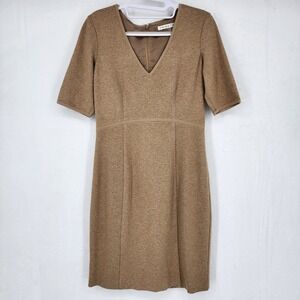 Trina Turk Heather Camel V-Neck Sheath Dress Size 6 Professional Workwear NWT